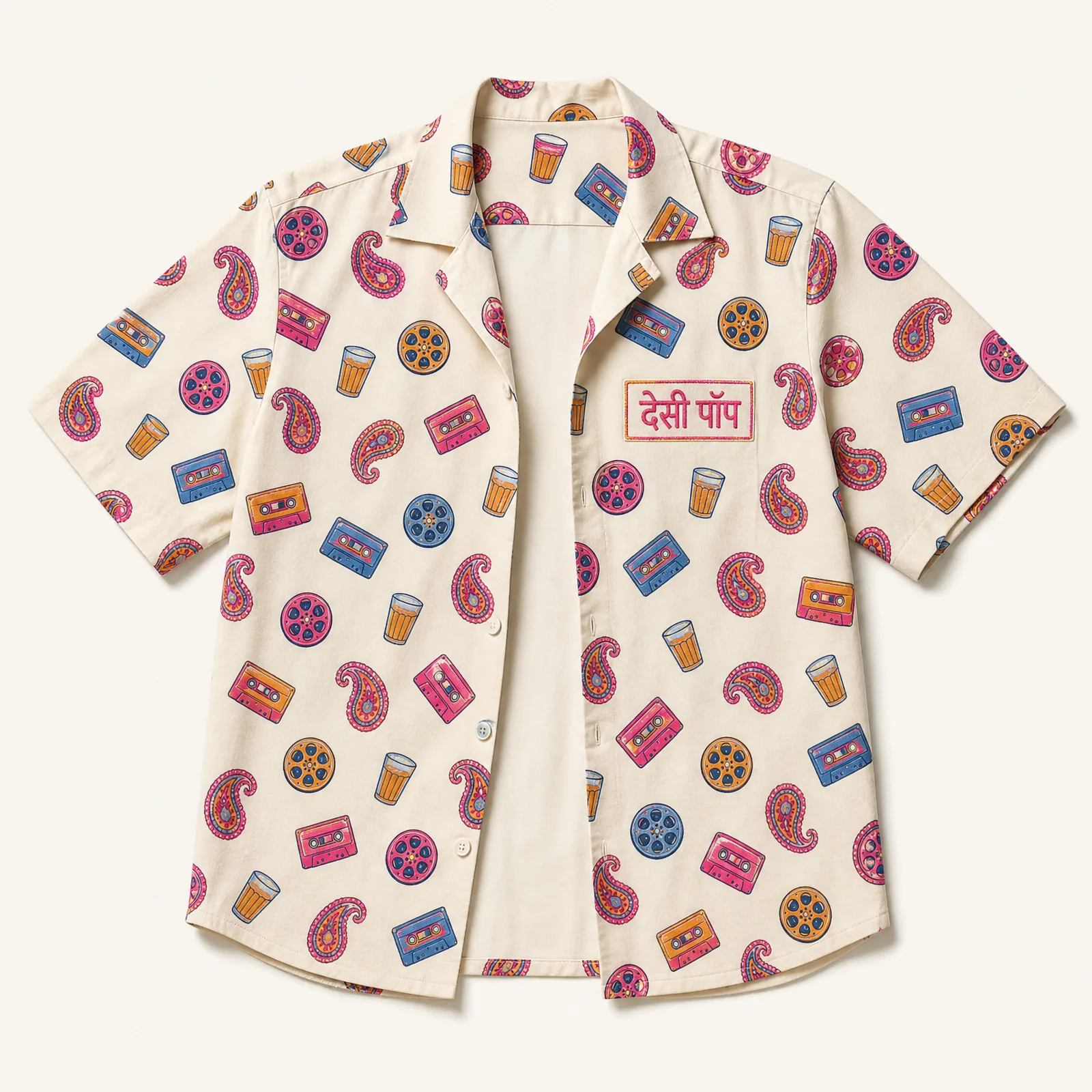 Bowling Shirt, Desi-Pop Print — Off-White