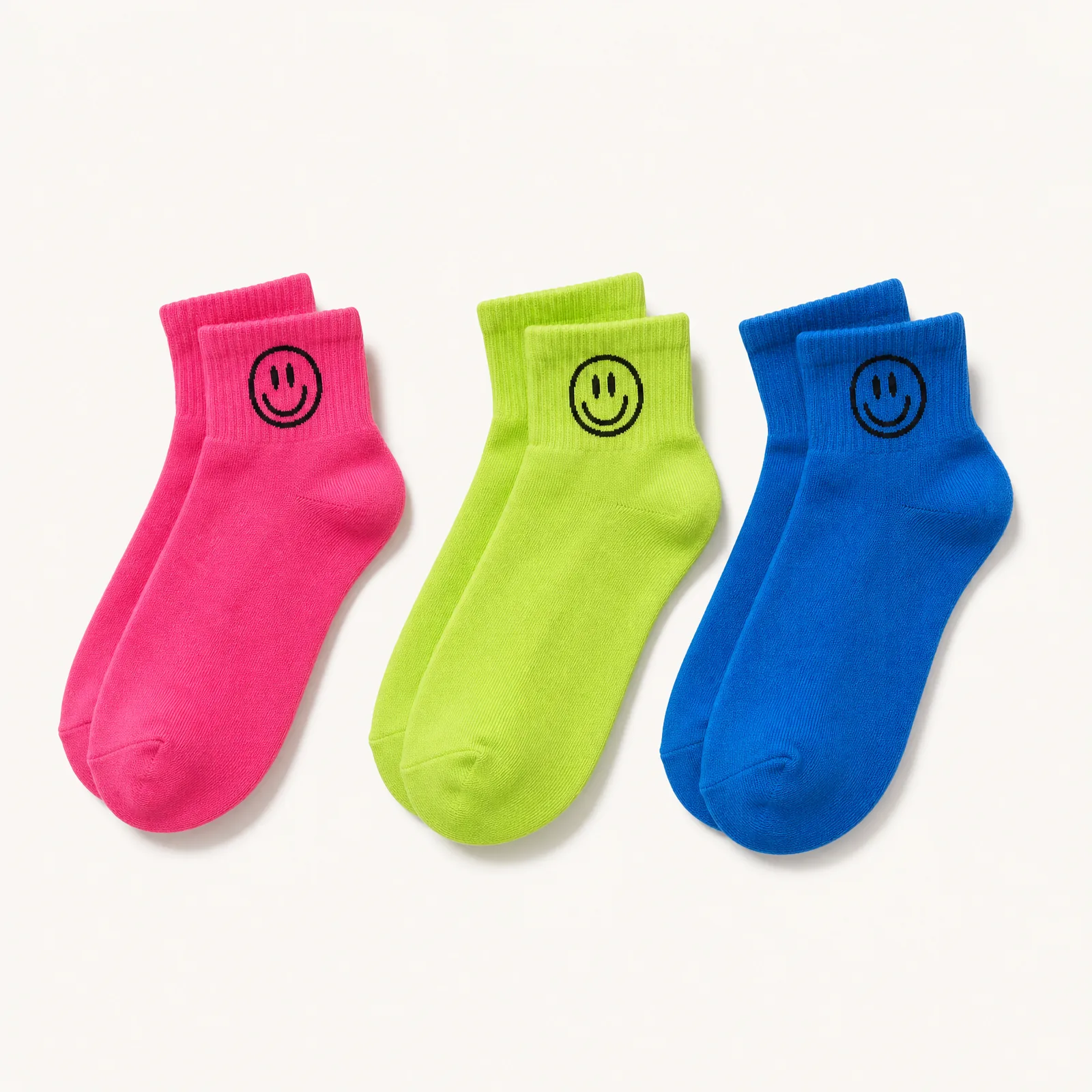 Smiley Ankle Sock 3-Pack — Multi